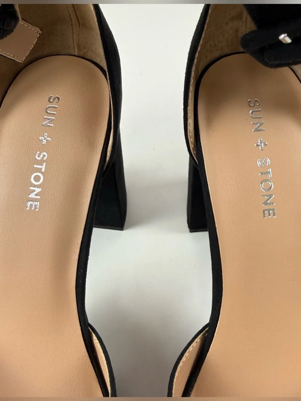 Sun + Stone Birdey Ankle Strap Block Heel Platform Pumps Womens 11M Black NEW